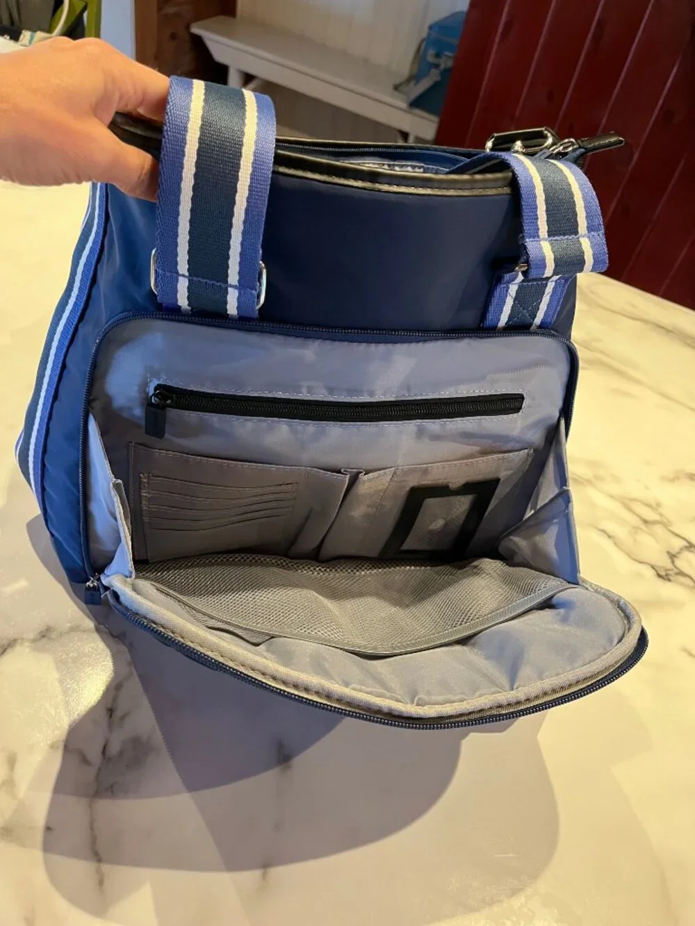 IHKWIP Quilted Convertible On-The-Go Tote Midnight Navy